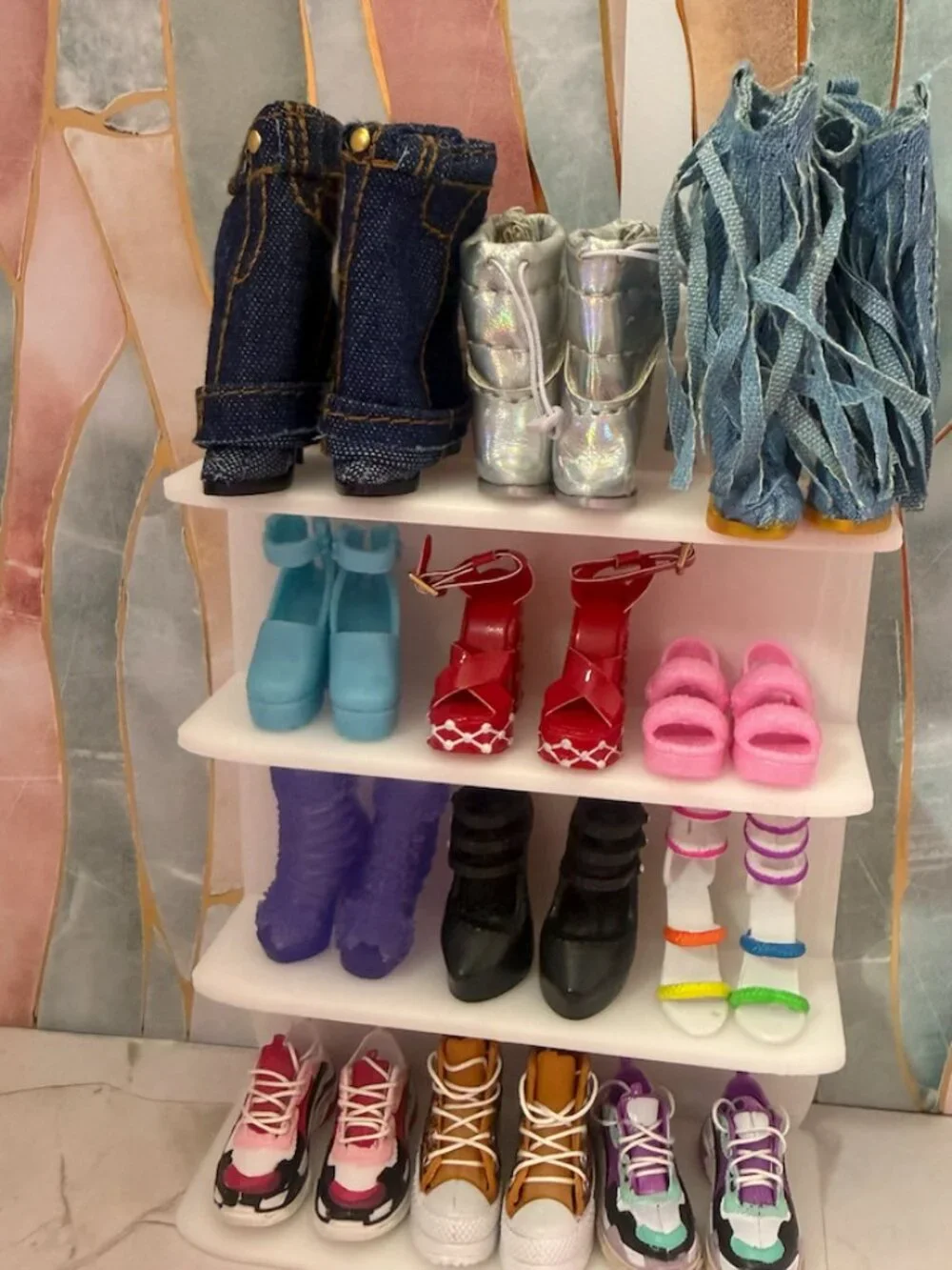 3D Printed Barbie Shoe Rack | Doll Closet Organizer Shelf for Accessories